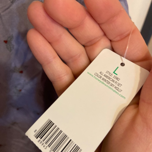 New HONEYDEW INTIMATES 2 PIECE PJ’s PAJAMAS WINTER SKY HOLLY MISTLETOE SZ L XMAS - Picture 6 of 11